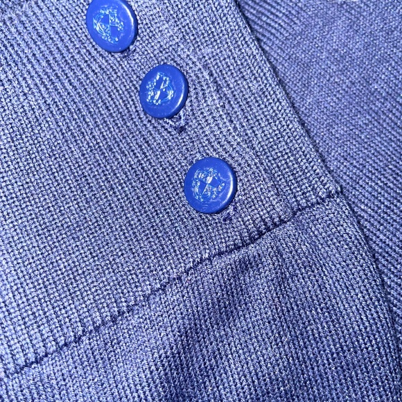 Vintage Talbots Sweater SP Navy London Calling Cotton Button Cuff Super Preppy! - Picture 10 of 10